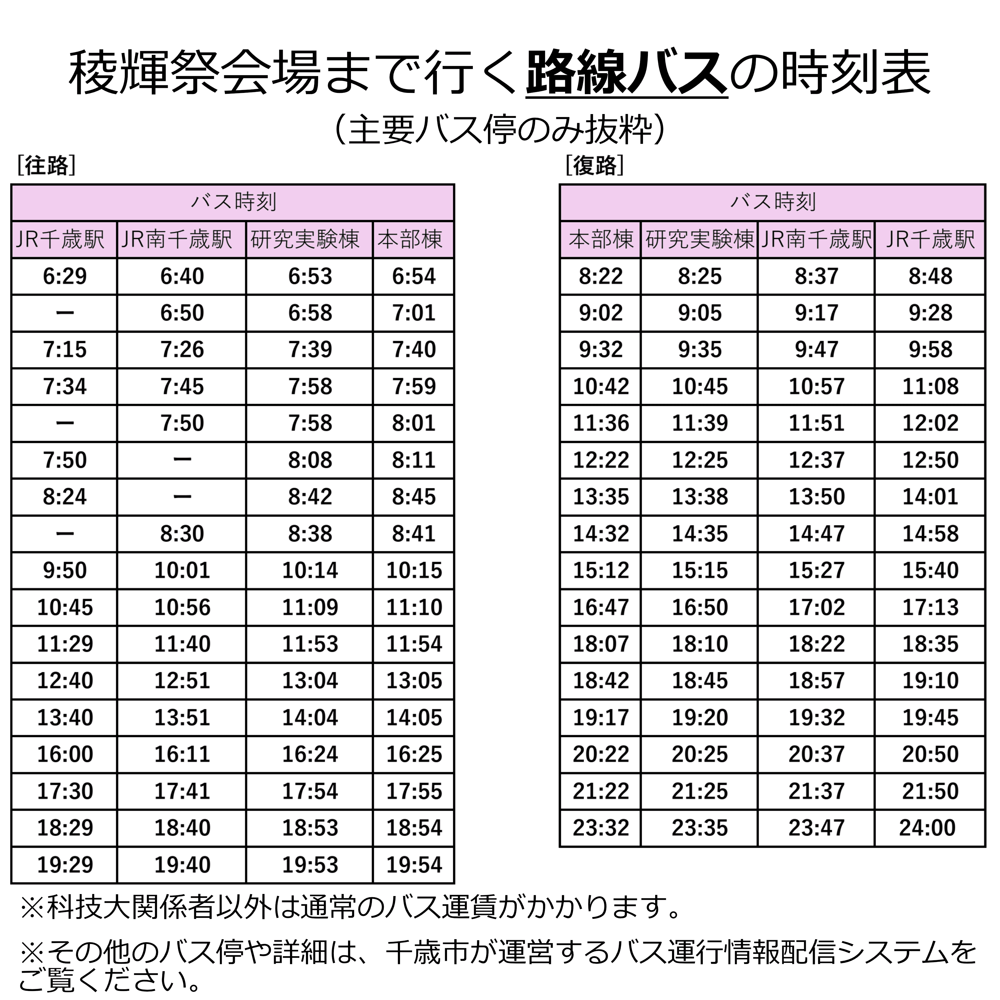 市営バスの時刻表